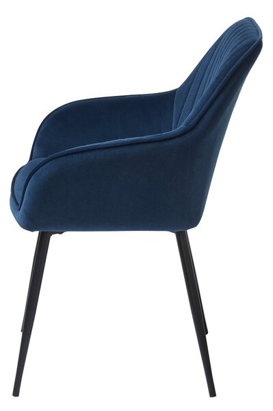 Tmavě modrá čalouněná jídelní křesla v sadě 2 ks s područkami Nolan Stripe – Unique Furniture
