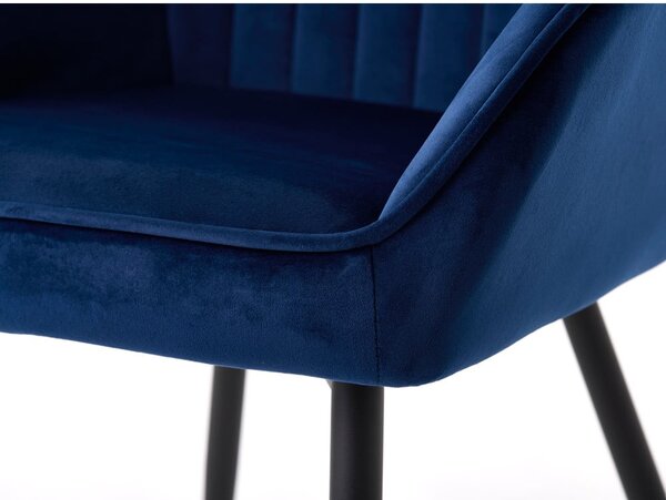 Tmavě modrá čalouněná jídelní křesla v sadě 2 ks s područkami Nolan Stripe – Unique Furniture