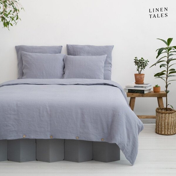 Světle šedé povlečení na dvoulůžko z konopného vlákna 200x200 cm – Linen Tales