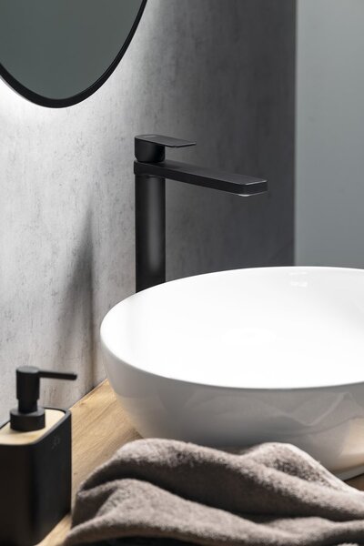 Aqualine Aqualine, DAPHNE stojánková umyvadlová baterie vysoká, bez výpusti, černá matná, DH601B