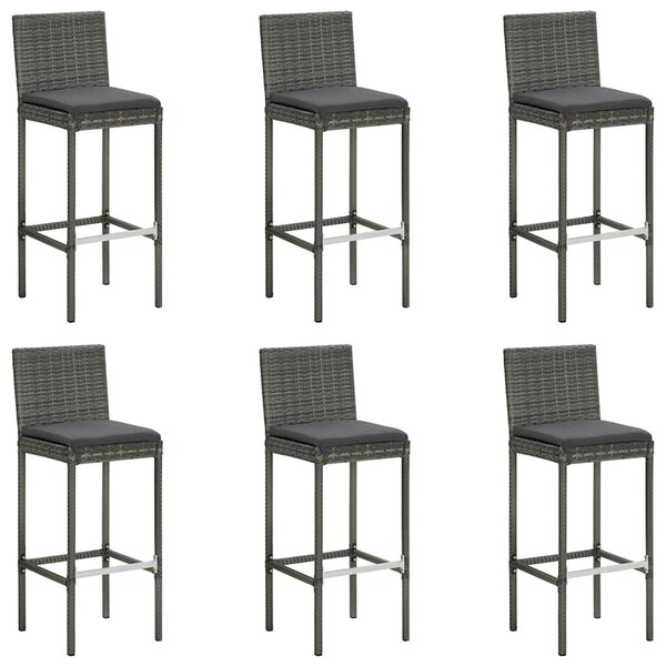 7dílný zahradní barový set s poduškami polyratan šedý 3064835