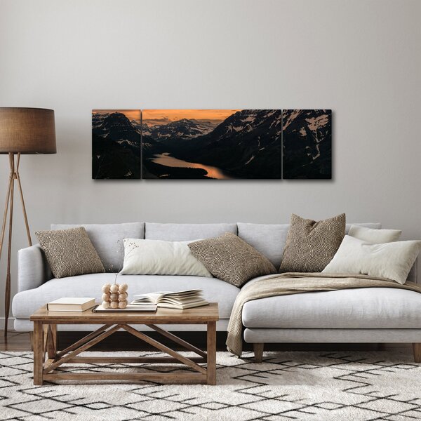 Obraz jezera mezi horami (170x50 cm)