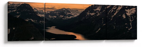 Obraz jezera mezi horami (170x50 cm)