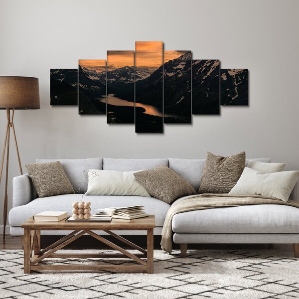 Obraz jezera mezi horami (210x100 cm)
