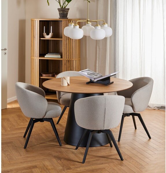 Černo-přírodní kulatý jídelní stůl s deskou v dubovém dekoru ø 120 cm Soli – Actona