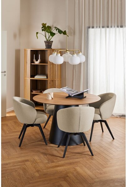 Černo-přírodní kulatý jídelní stůl s deskou v dubovém dekoru ø 120 cm Soli – Actona