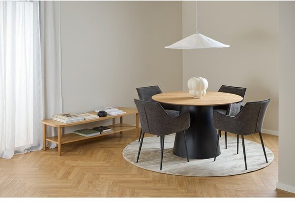 Černo-přírodní kulatý jídelní stůl s deskou v dubovém dekoru ø 120 cm Soli – Actona