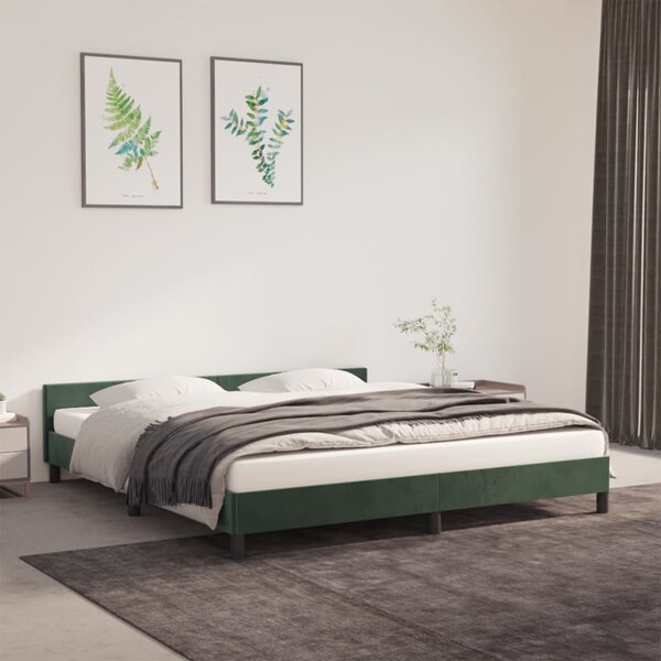 Rám postele s čelem tmavě zelený 160x200 cm samet