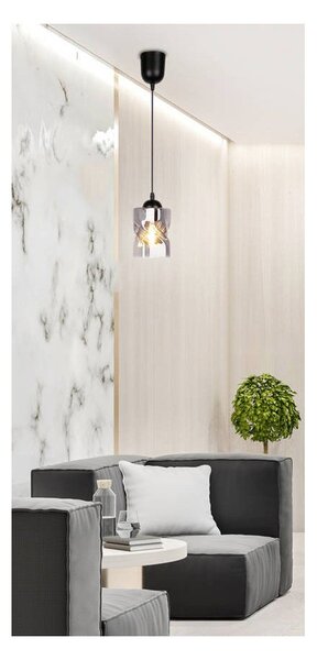 Černé závěsné svítidlo se skleněným stínidlem ø 10 cm Felis – Candellux Lighting