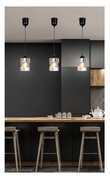 Černé závěsné svítidlo se skleněným stínidlem ø 10 cm Felis – Candellux Lighting