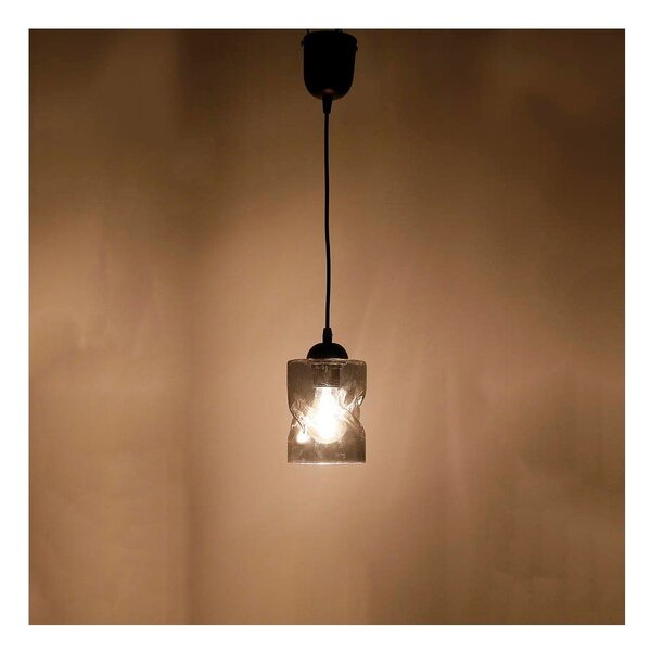 Černé závěsné svítidlo se skleněným stínidlem ø 10 cm Felis – Candellux Lighting