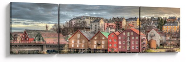 Obraz - Domy u řeky (170x50 cm)