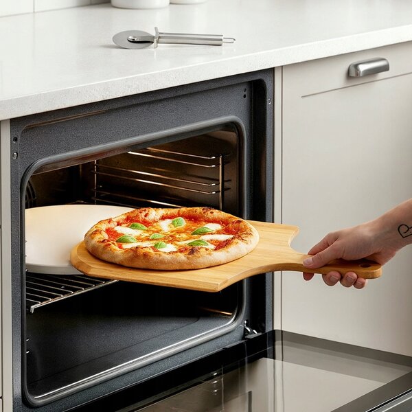 Kámen na pečení šamotový Vilde s lopatou a nožem na pizzu