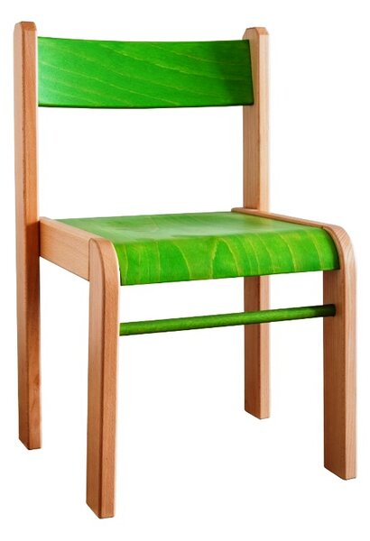 Dřevěná dětská židlička Home Green Barva: natur, zelená, modrá, červená, oranžová, žlutá, Výška: 300 mm, 340 mm