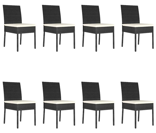 9dílný zahradní jídelní set polyratan černý 3065698