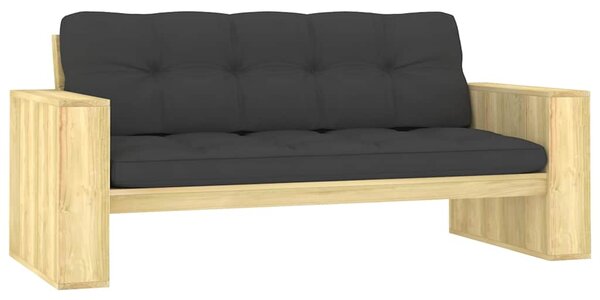 Zahradní lavice antracitové podušky 179cm impregnovaná borovice 3065756