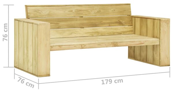 Zahradní lavice antracitové podušky 179cm impregnovaná borovice 3065756