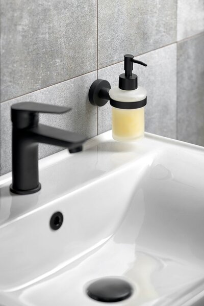 Aqualine Aqualine, SAMBA dávkovač mýdla 150ml, mléčné sklo, černá, SB219