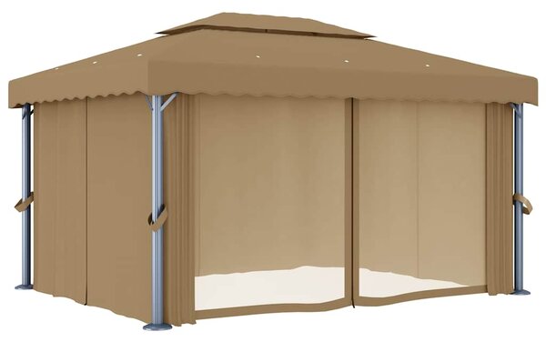 Altán se závěsy 4 x 3 m taupe hliník 3067050