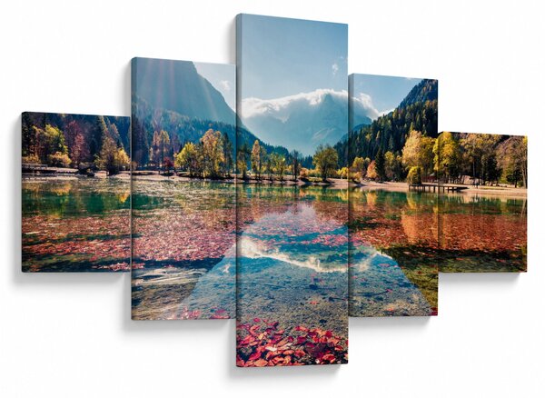 Obraz - Jezero Jasna, Gozd Martuljek, Julské Alpy, Slovinsko (125x70 cm)