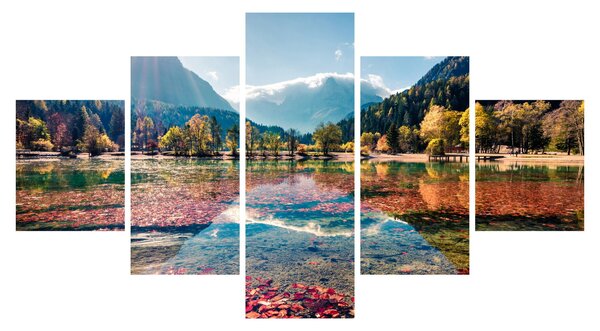 Obraz - Jezero Jasna, Gozd Martuljek, Julské Alpy, Slovinsko (125x70 cm)