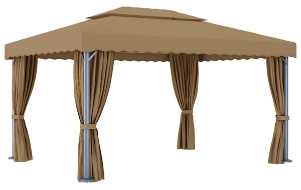 Altán se závěsy 4 x 3 m taupe hliník 3067050
