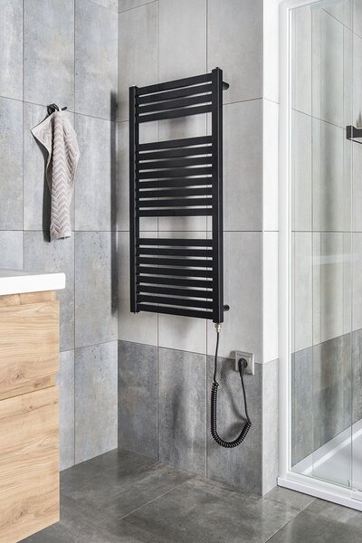 Aqualine Sapho, TONDI-E elektrické topné těleso, rovné, 450x970 mm, 300W, černá matná