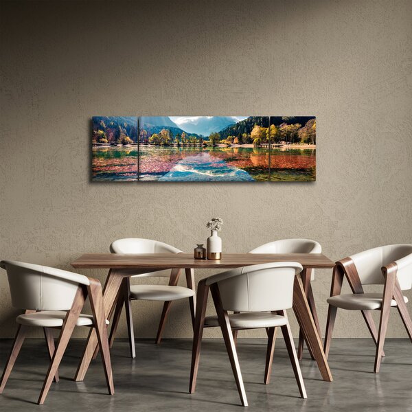 Obraz - Jezero Jasna, Gozd Martuljek, Julské Alpy, Slovinsko (170x50 cm)