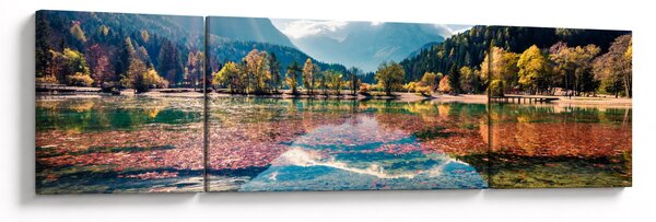 Obraz - Jezero Jasna, Gozd Martuljek, Julské Alpy, Slovinsko (170x50 cm)