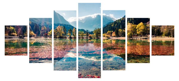 Obraz - Jezero Jasna, Gozd Martuljek, Julské Alpy, Slovinsko (210x100 cm)
