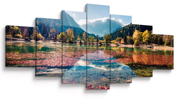 Obraz - Jezero Jasna, Gozd Martuljek, Julské Alpy, Slovinsko (210x100 cm)