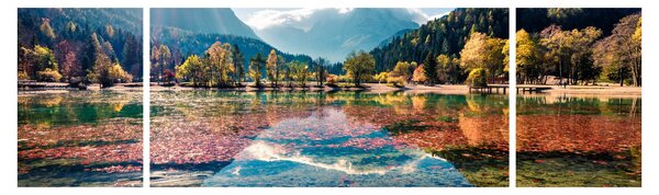 Obraz - Jezero Jasna, Gozd Martuljek, Julské Alpy, Slovinsko (170x50 cm)