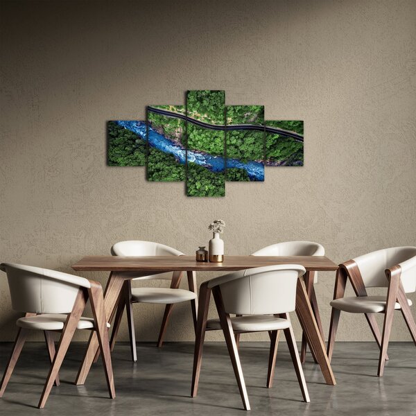 Obraz - Řeka mezi horami, Kavkaz, Rusko (125x70 cm)
