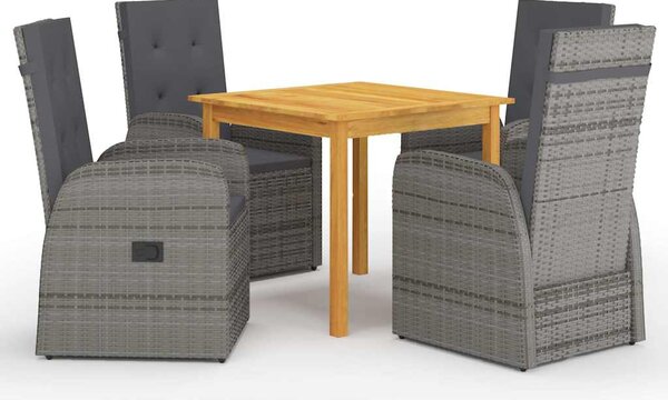 5dílný zahradní jídelní set šedý 3067718