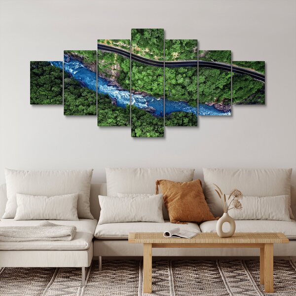 Obraz - Řeka mezi horami, Kavkaz, Rusko (210x100 cm)