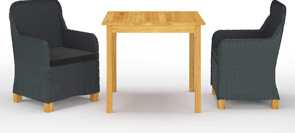 3dílný zahradní jídelní set tmavě šedý 3067753