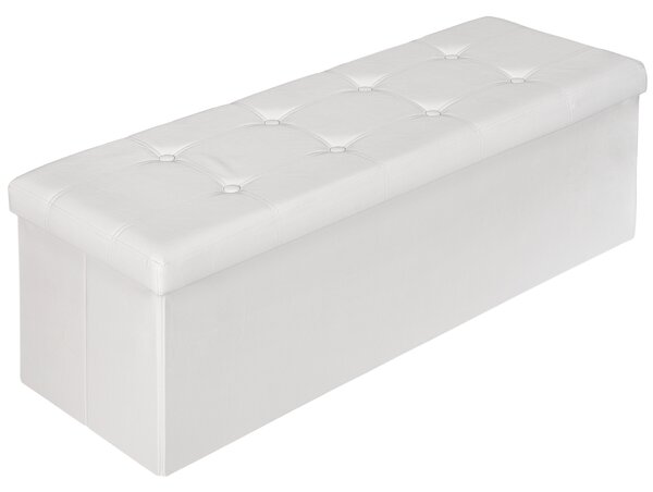 Tectake 401823 taburet skládací s úložným prostorem 110x38x38cm - bílá