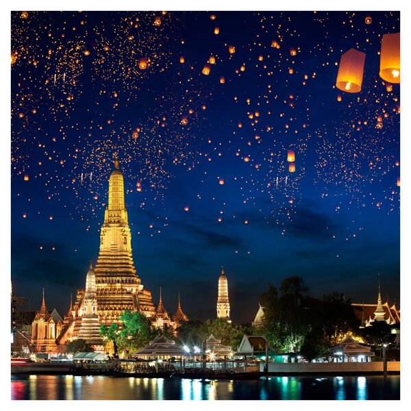 Obraz - Lampióny štěstí, Bangkok (30x30 cm)