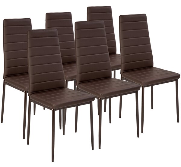 Tectake 401849 6 jídelních židlí, syntetická kůže - cappuccino