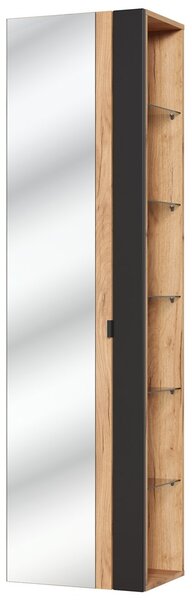 CMD COMAD - Koupelnová skříňka vysoká se zrcadlem Capri Cosmos - černá - 45x170x33 cm