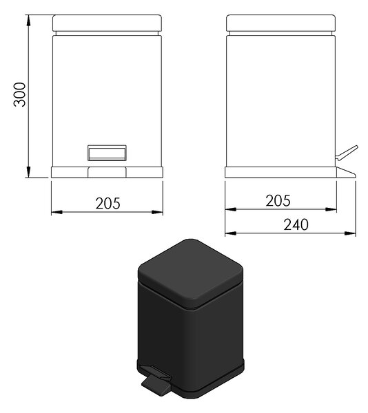 Gedy Gedy, ARGENTA Odpadkový koš 5l, Soft Close, černá matná, 230914