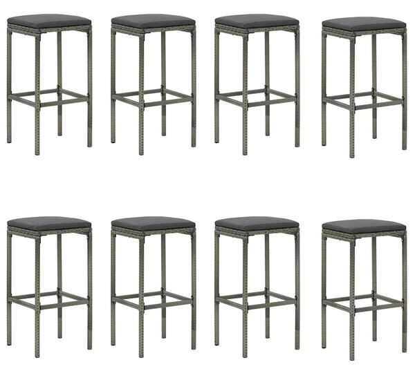 9dílný zahradní barový set s poduškami šedý 3068015
