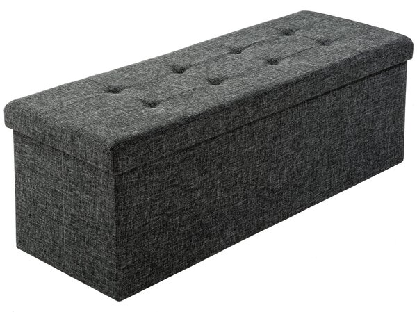 Tectake 402236 skládací polyesterová sedačka s úložným prostorem 110x38x38cm - tmavě šedá