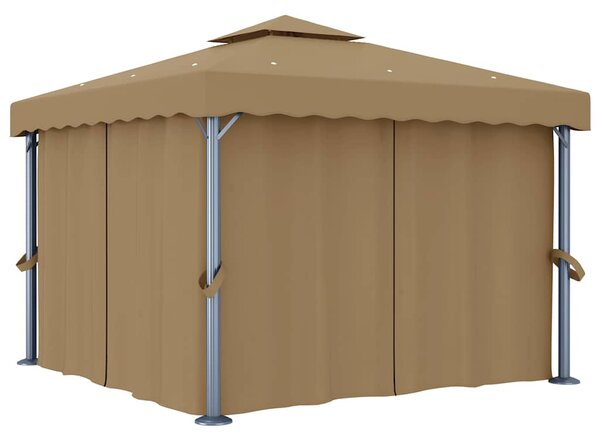 Altán se závěsy 3 x 3 m taupe hliník 3068557