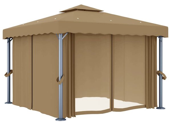 Altán se závěsy 3 x 3 m taupe hliník 3068557