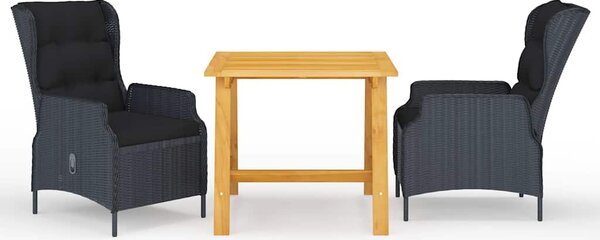 3dílný zahradní jídelní set tmavě šedý 3068725