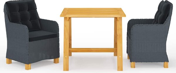 3dílný zahradní jídelní set tmavě šedý 3068732