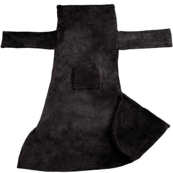 Tectake 403047 2 deky s rukávy - 200 x 170 cm,černá