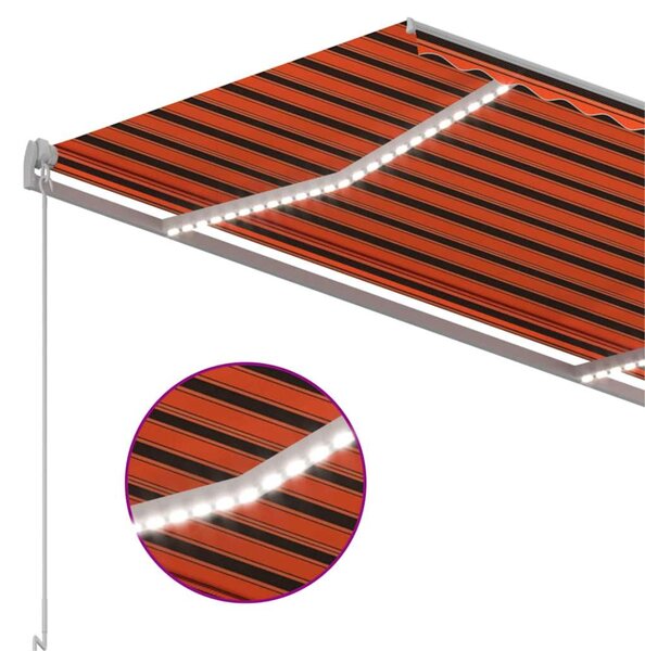 Ručně zatahovací markýza s LED světlem 350x250 cm oranžovohnědá 3068885