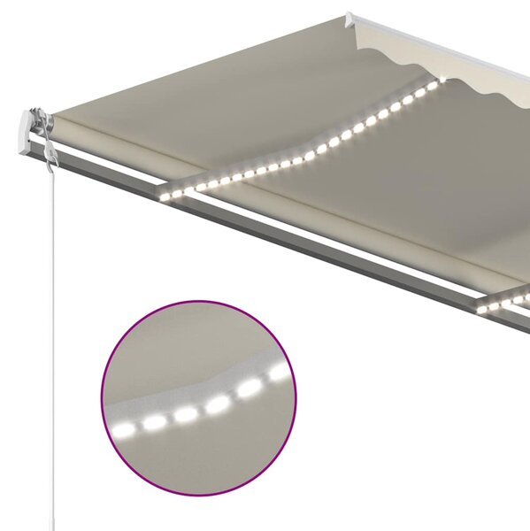 Automatická markýza LED a senzor větru 300 x 250 cm krémová 3068872